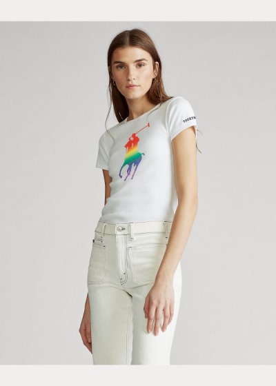 Playeras Polo Ralph Lauren Mujer Blancos - Pride Big Pony Cotton - MZSRK5849